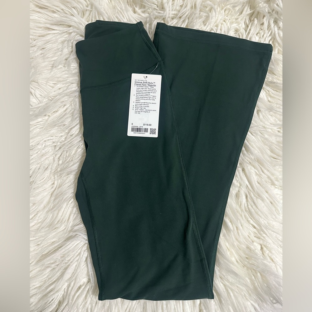 Lululemon Legacy Green High-Waist Flare Leg Women's Pants in Nulu Fabric